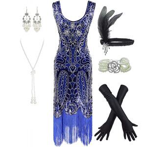 3233 Women's 1920s Flapper Fringe Beaded Great Gatsby Party